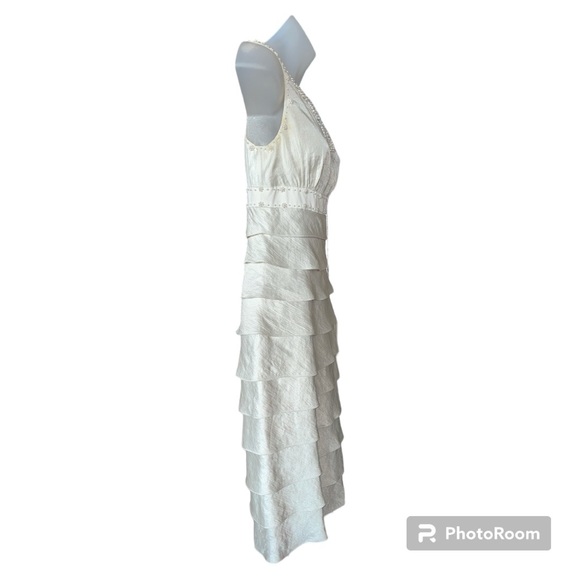 Adrianna Papell Ivory Sleeves Tiered Ruffles Mini Dress with Embellishme… - Picture 2 of 14